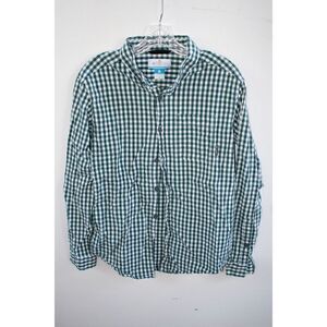 Columbia Flannel Adult‎ Medium Green Plaid Long Sleeve Button Up Shirt
